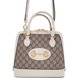 Gucci Horsebit 1955 Top Handle Bag beige ebony GG Supreme canvas white